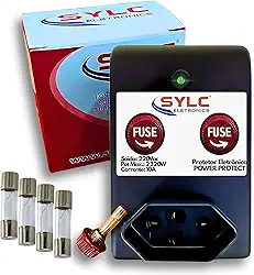 Protetor de Rede Elétrica 220V 10A 2200W – Supressor de Picos e Surtos para Geladeira, Freezer, TV e Roteador – Sylc