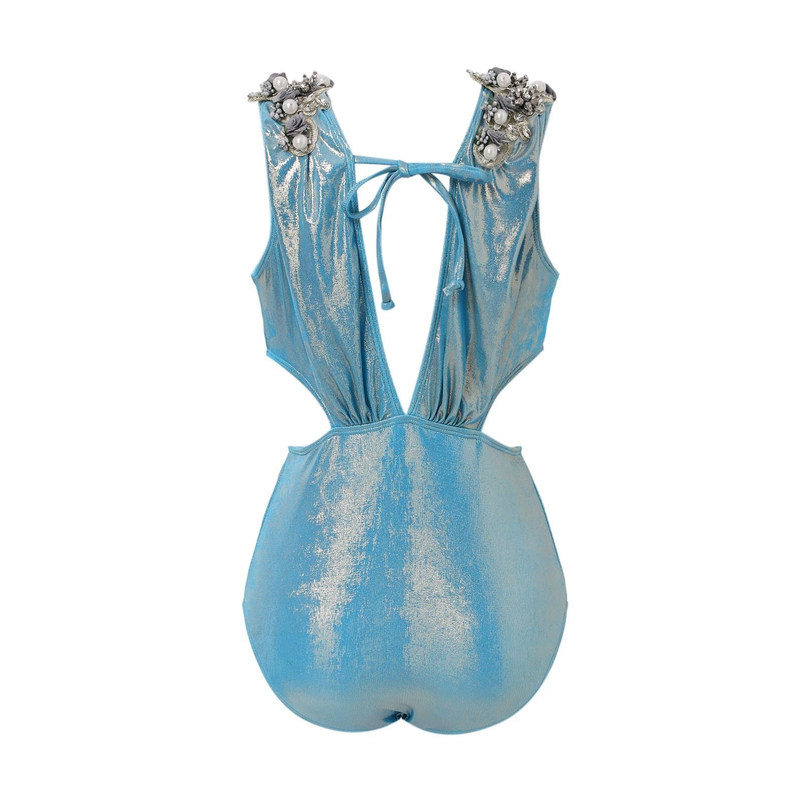 Bañador de una Pieza Espalda Descubierta Reductor Playa Piscina Traje de baño de 1 Pieza para Mujer + 1 Pieza de Pareo Traje de baño de Dos Piezas con Estampado Monokini Bikini Traje de baño de 2