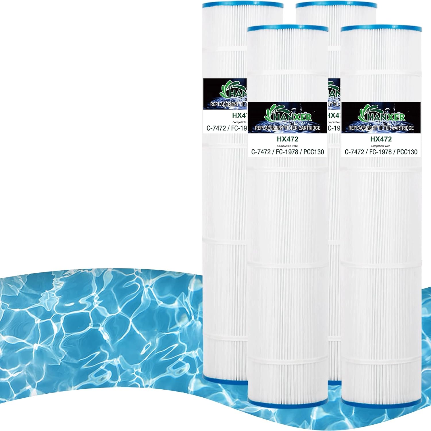 Pool Filtration Products C-7472 Pool and Spa Filter Cartridge Replacement for PCC130-PAK4, Clean and Clear Plus 520, FC-1978, 817-0143, PLFPCC130, 71252, 125 Sq.Ft. Pack of 4