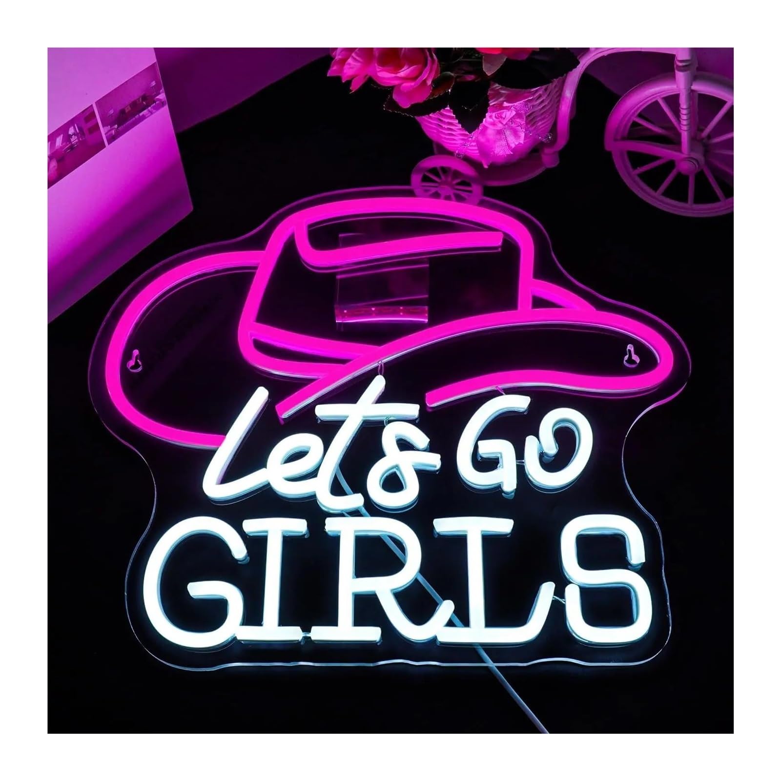 Xenite Girls One Color Hanging Art Neon Signs Let's Go Neon Sign For Bar Bedroom Office Beach Party Decor Aesthetics 31.5X37cm