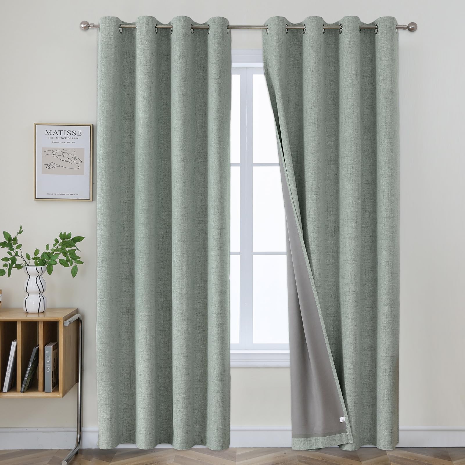 Joydeco 100% Blackout Lined Curtains Bedroom 96 Inch Drop - Image 2