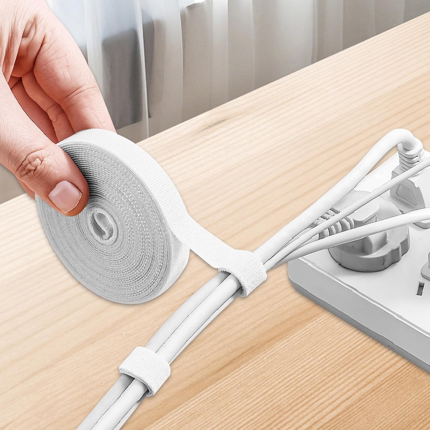 6.5ft x 1 Pack Reusable Cable Ties, Adjustable Cord Straps, Cable Organizer, Cord Wrap and Hook Loop Cords Management, Grey