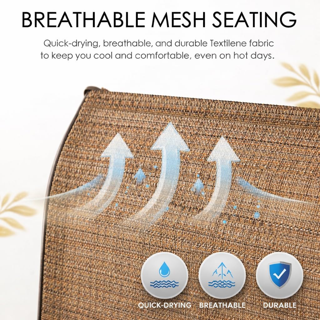 Kozyard Isabella Outdoor Swivel Bar Stools, Counter Height Patio Swivel Chairs with Textilene Seat, High Outdoor Bar Chairs for Backyard, Bistro, and Patio Bars Beige