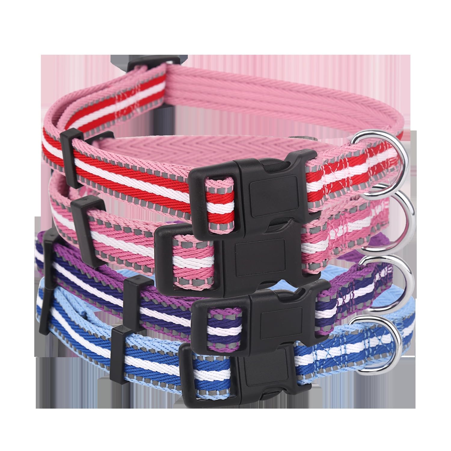 Reflective Dog Collar with Easy Adjustment, Waterproof Material and Safety Clip; Ideal for Night Walks and Dog Safety.