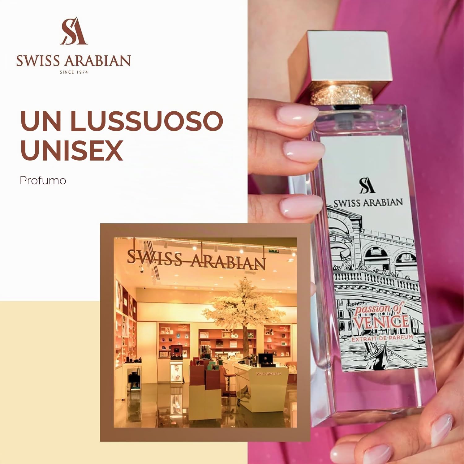 Swiss Arabian Passion of Venice - Estratto di profumo unisex, 100 ml, una lussuosa fusione di note verdi, gelsomino e muschio ambrato caldo, un profumo accattivante e intemporale
