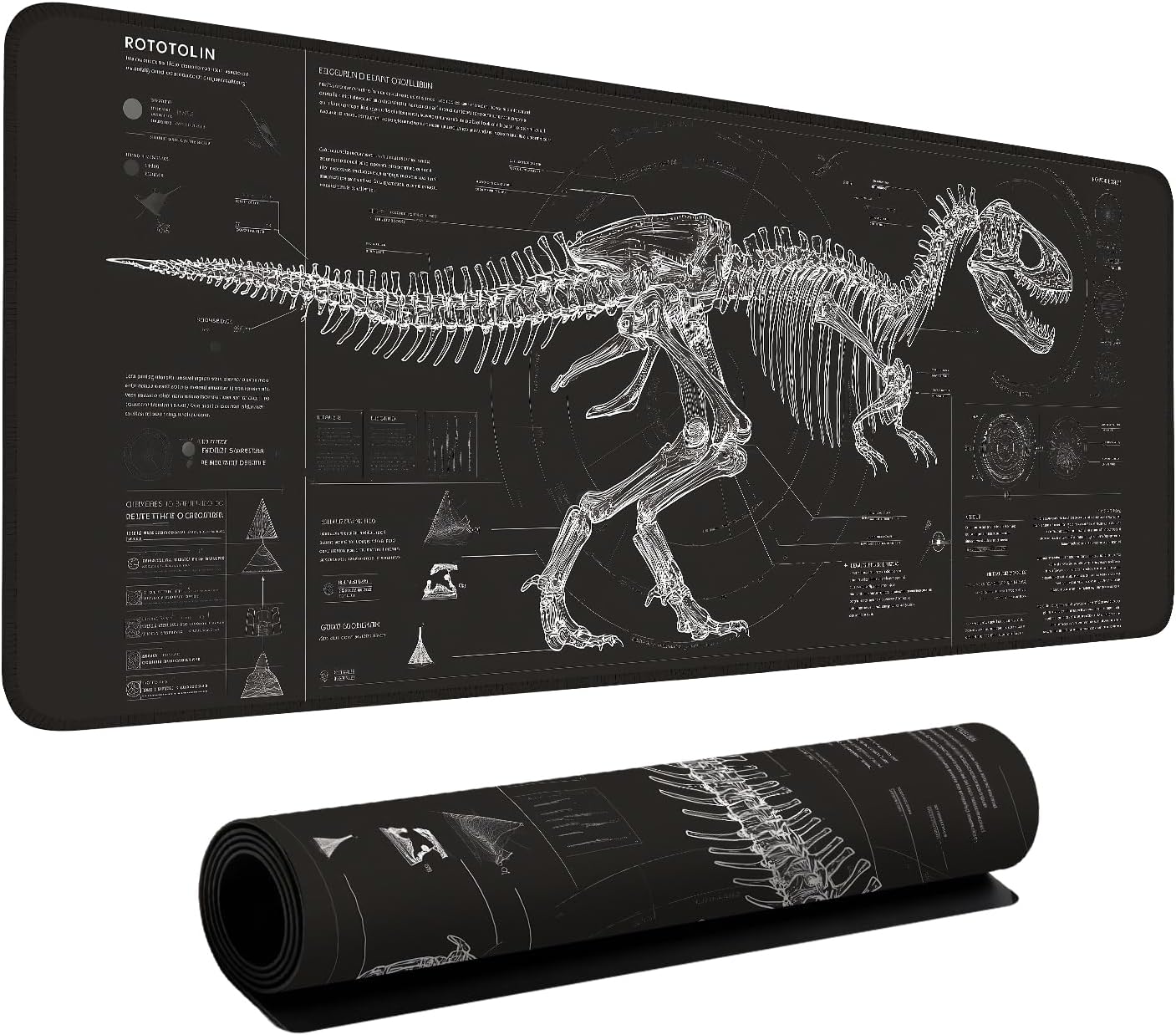 Dinosaur Skeleton Extended Gaming Mouse Pad 31.5"x11.8" Mousepad, Large Desk Pad Desk Mat for Gaming & Office, Non-Slip Rubber Base