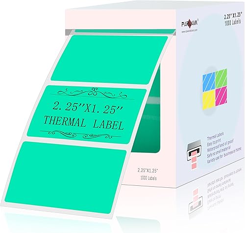 PARLAIM Etiquetas adhesivas térmicas de 2.25 x 1.25 pulgadas, 1000 unidades de papel de impresión térmica directa cuadrada naranja de grado