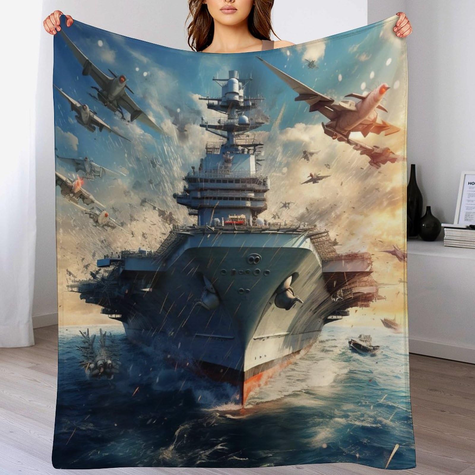Couverture de lit porte-avions en flannel douce 180×200cm pour quatre saisons