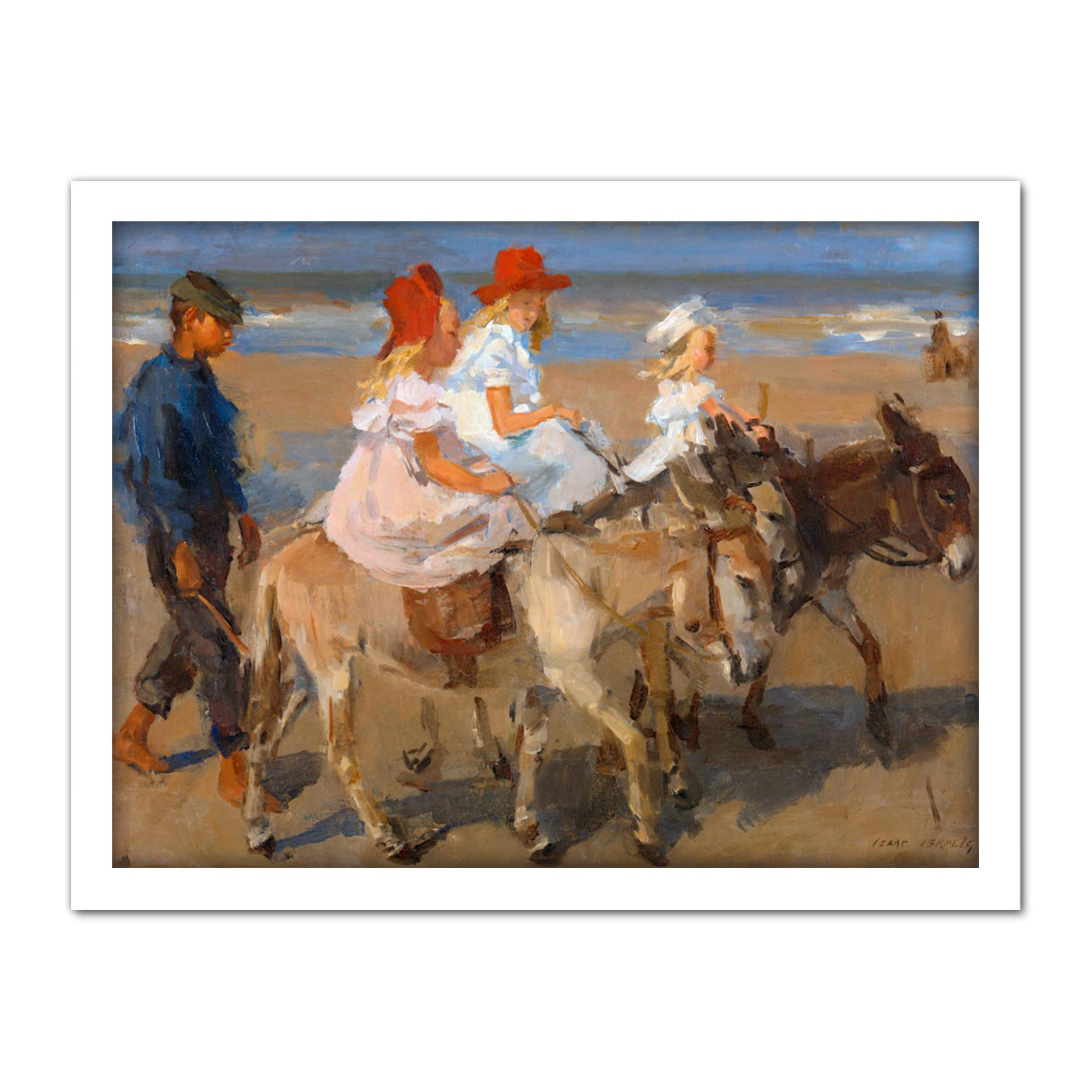 Artery8 Isaac Israels Donkey Rides On The Beach Portrait Artwork Framed Wall Art Print 18X24 Inch