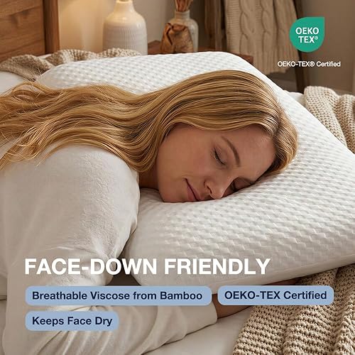 Miniatura 3 de Almohada fina de espuma viscoelástica para personas que duermen boca abajo, almohadas planas de perfil bajo de 2.75 pulgadas para dormir, almohada