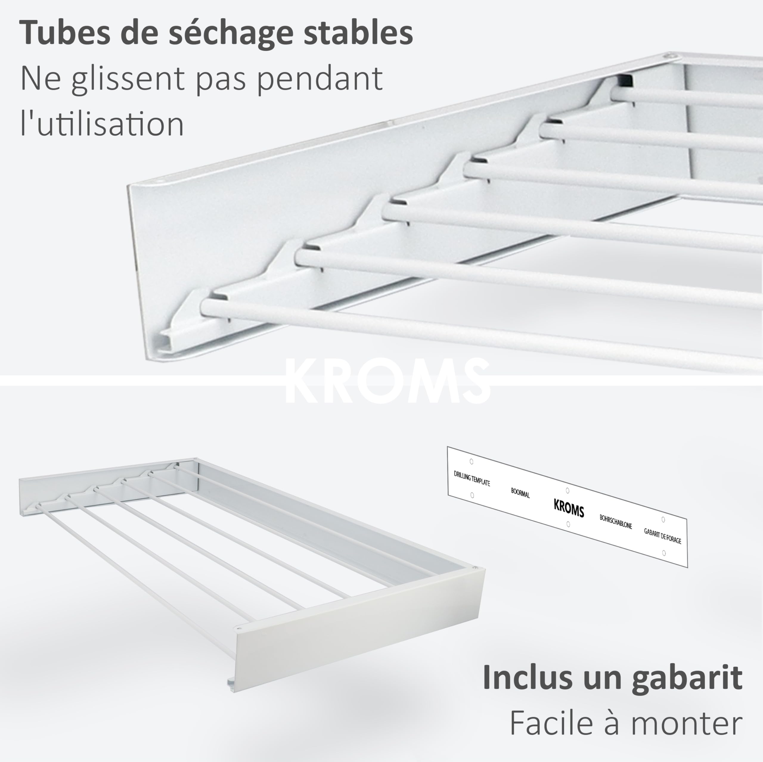 Etendoir Mural XL Entièrement Blanc 100cm - Aluminium Thermolaqué - Longueur de Séchage de 6 Mètres - Etendoir Mural Rabattable - Etendoir Linge Interieur Pliable - Sechoir a Linge Pliable