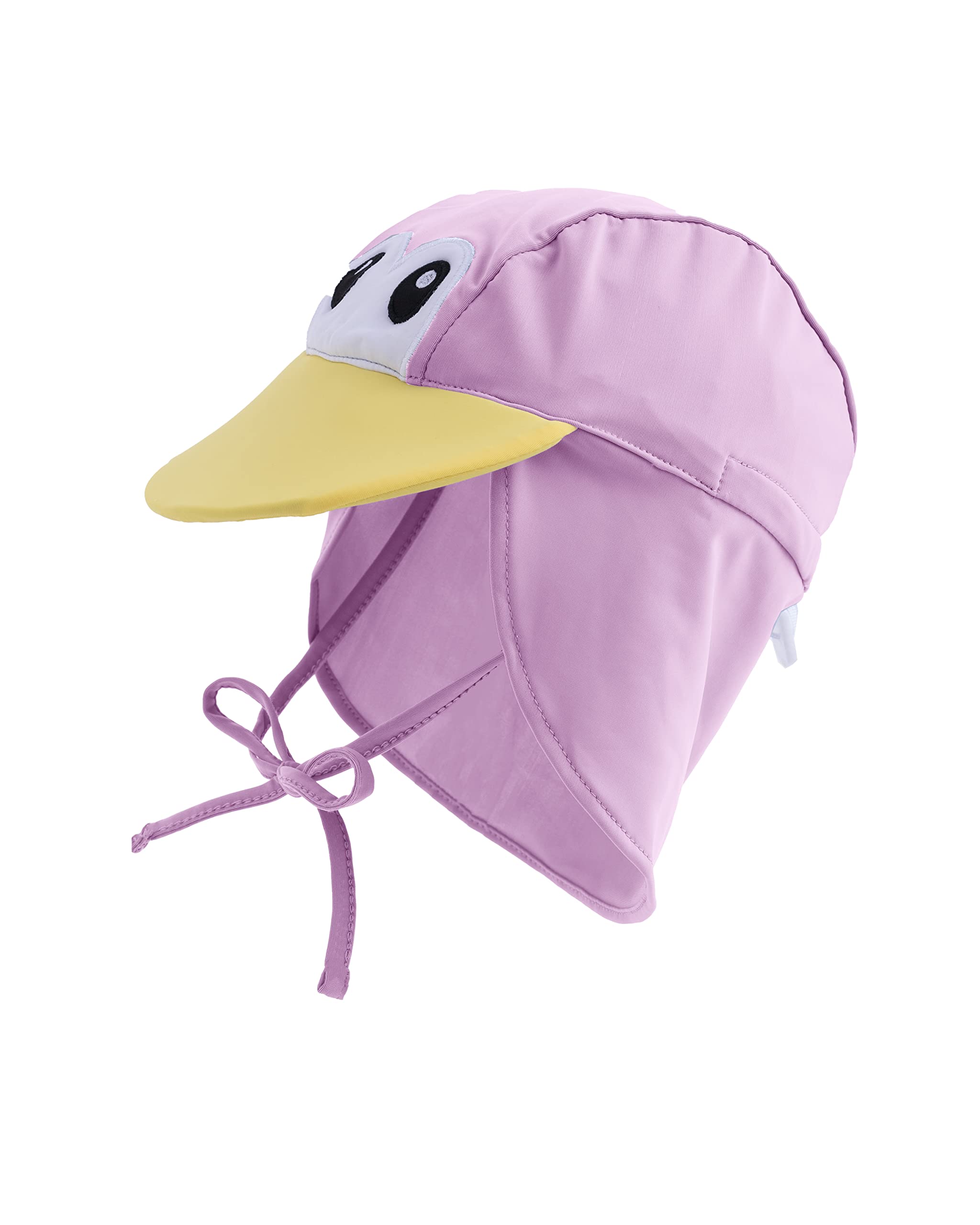 Cuddle Club Sombrero Ajustable con Cubrecuello para Bebés y Niños | Bloqueo del Sol en Cabeza y Cuello | Ajuste Frontal y Trasero - Pingüino – Violeta - Pequeña