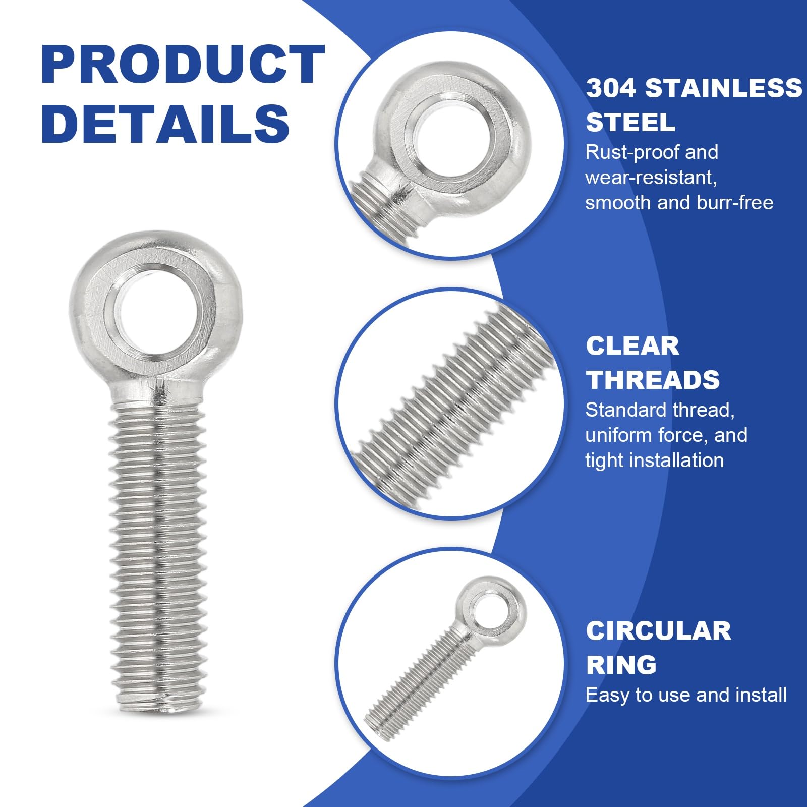 PATIKIL M10x47mm Lifting Shoulder Eye Bolts - Image 3