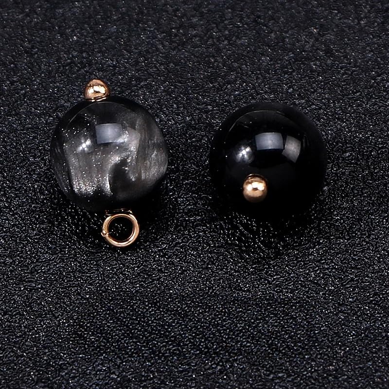 Guziki perłowe Guziki perłowe, 20 szt., 10 mm, pomarańczowo-żółte, małe, okrągłe, do tkania, guziki z żywicy na trzonku(Black)