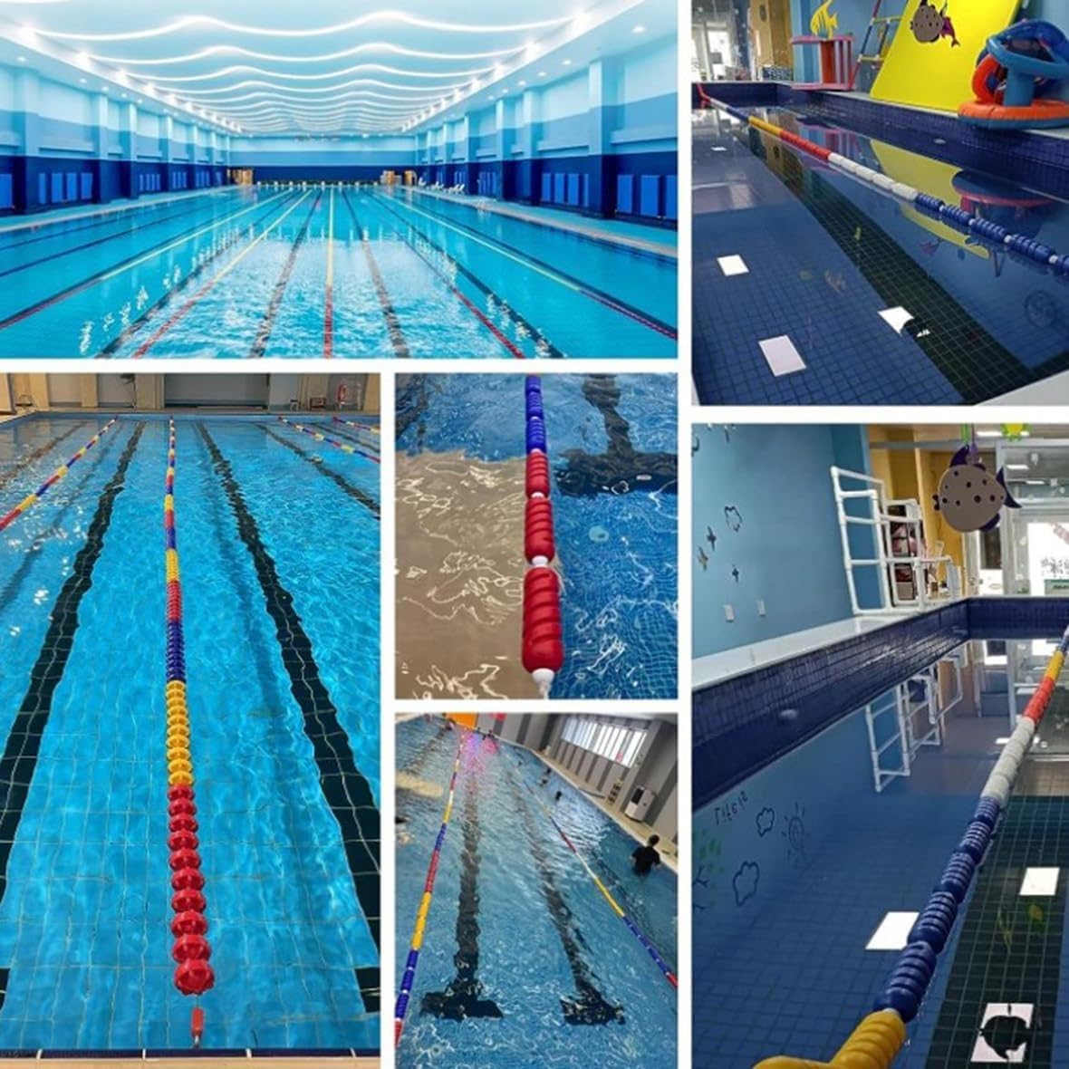 Flotadores de Cuerda, Divisor de Cuerda de Seguridad para Piscinas, Kits de Cuerdas para flotadores en Espiral para Entrenamiento de natación, 8 Boyas/m Valla de Seguridad para bajío