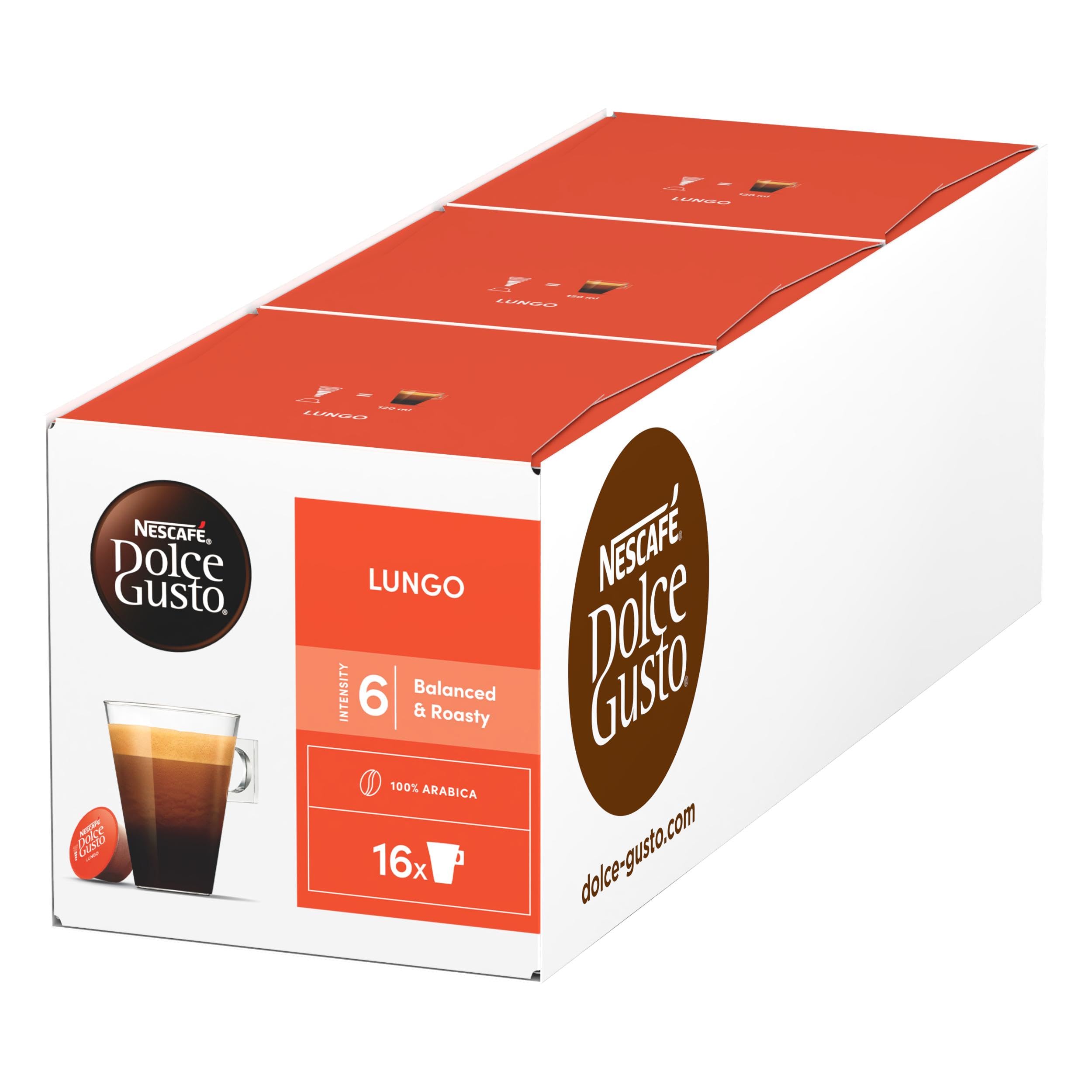 NESCAFÉ DOLCE GUSTO Lungo Kaffeekapseln – 3er Pack (3 x 16 Kapseln)