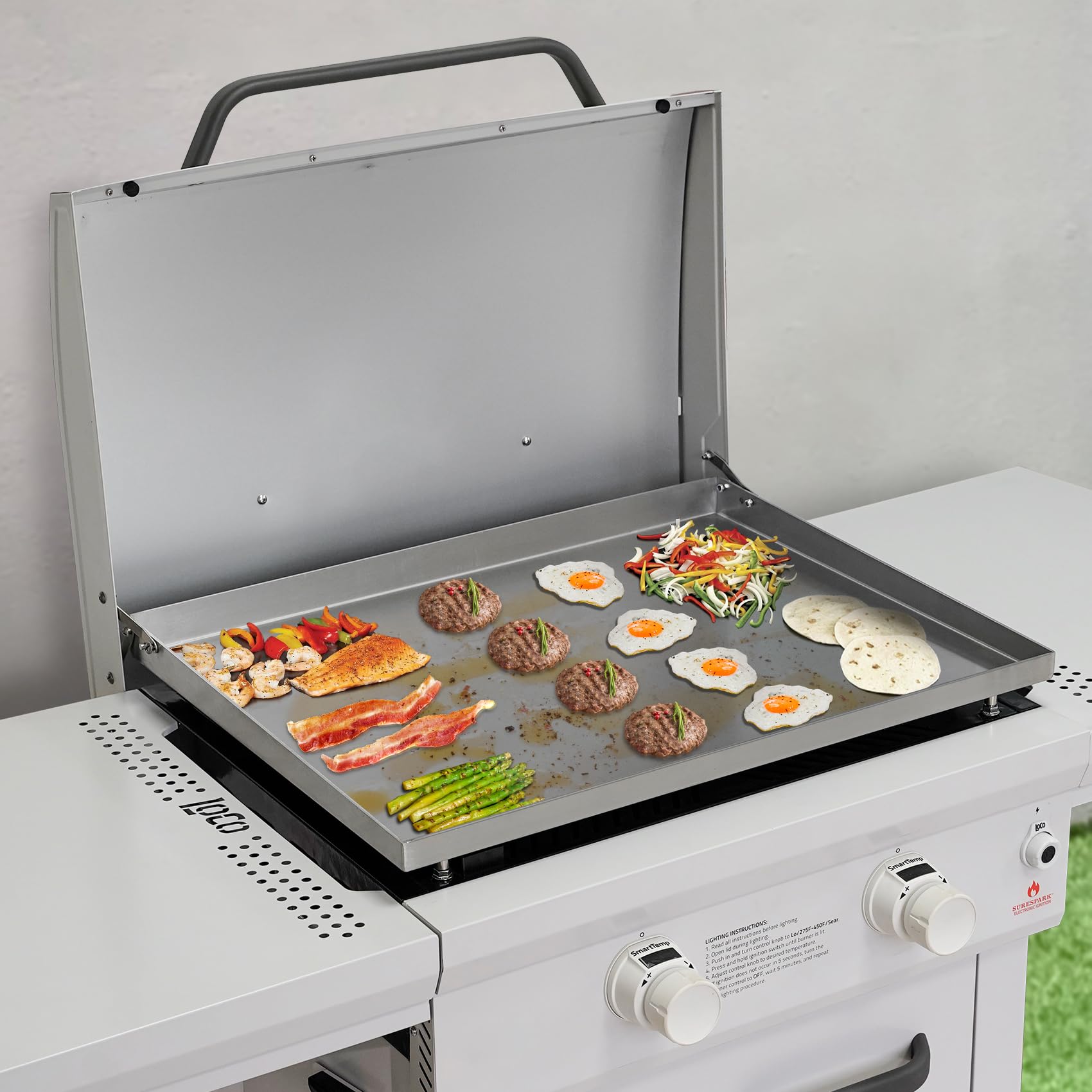 Stanbroil Copertura Rigida In Acciaio Inox Per Griglia Piastra 36'' – Con Manico E Ganci – Per Blackstone