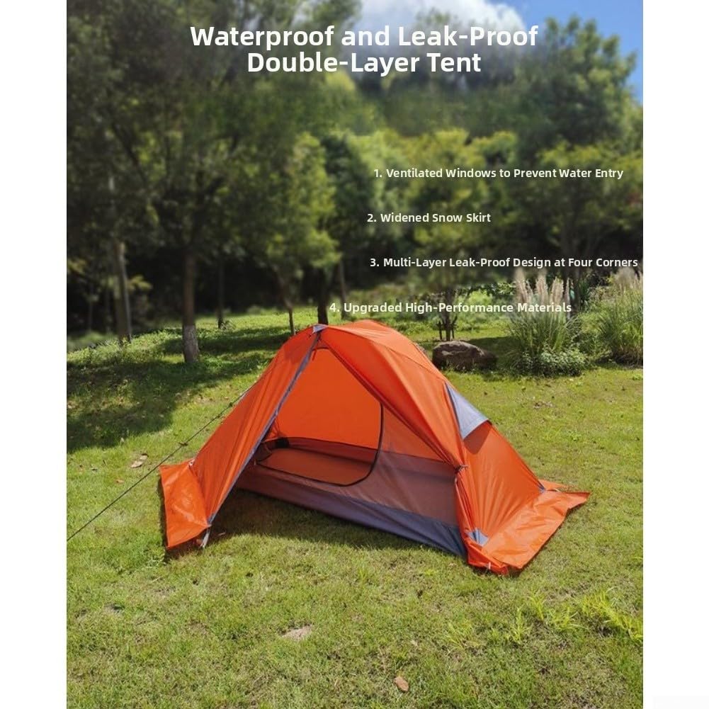 Tenda Ultraleggera 1 Posto Impermeabile 1.7kg Doppio per strato | Doppio per strato impermeabile, peso 1.7kg, ideale trekking, ciclismo, avventura outdoor(Cloud Blue 210*90*100cm)