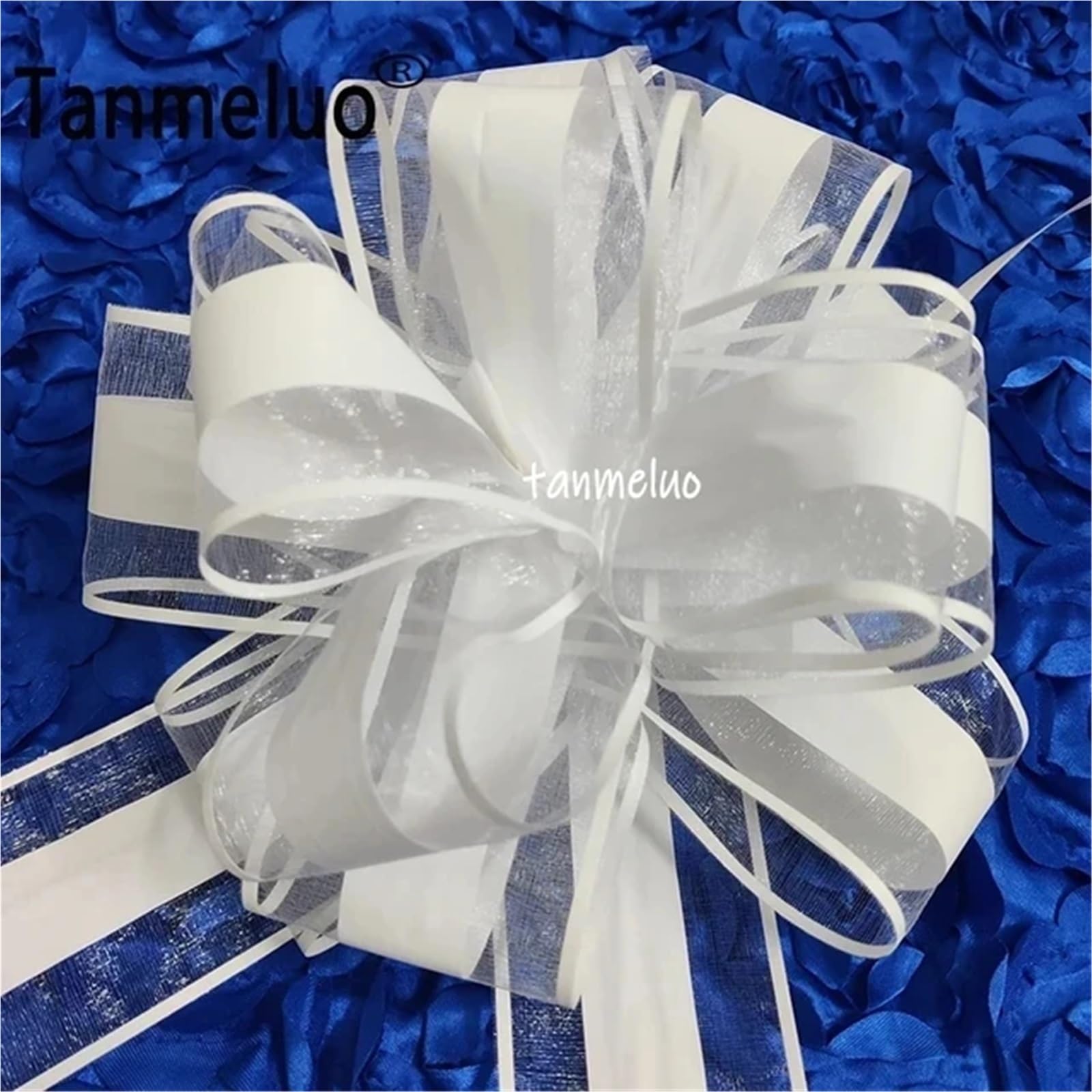 Lot de 20 nœuds à tirer en fil de neige pour voiture, cadeau d'anniversaire, décoration de mariage, fleur (blanc)