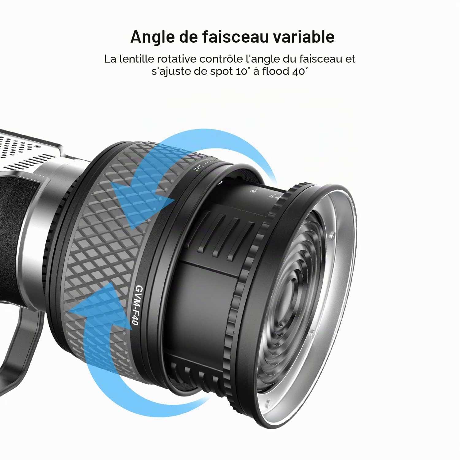 GVM F40 Objectif Fresnel avec Bowens Monture, Objectif Lumière Vidéo COB, éclairage à sortie Continue pour le Tournage Photographique, Outil de Mise en Forme de l'éclairage pour l'enregistrement vidéo