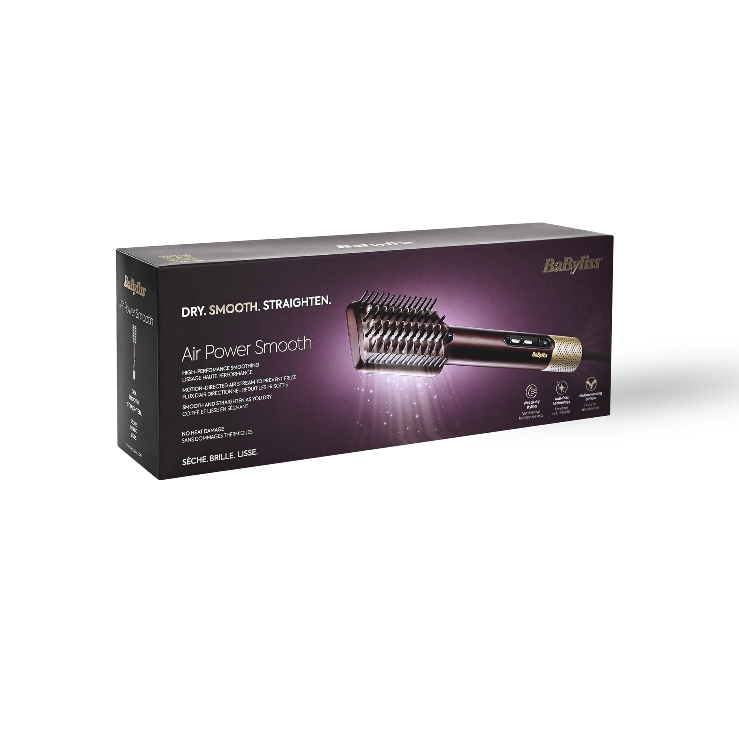 BaByliss Air Power Smooth AS6400E Cepillo Secador con Tecnología Iónica Antifrizz Alisado y Secado