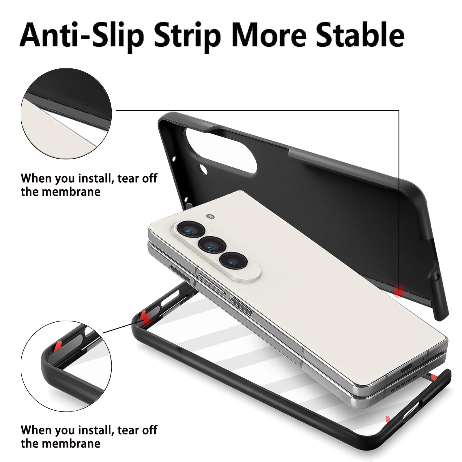 Funda De Cuero For Samsung Galaxy Z Fold 8 Ultra, Ranura For Tarjeta Funda Magnética Desmontable For Teléfono Función De Soporte Flip Silicona Borde Suave Protección contra Caídas(Black)