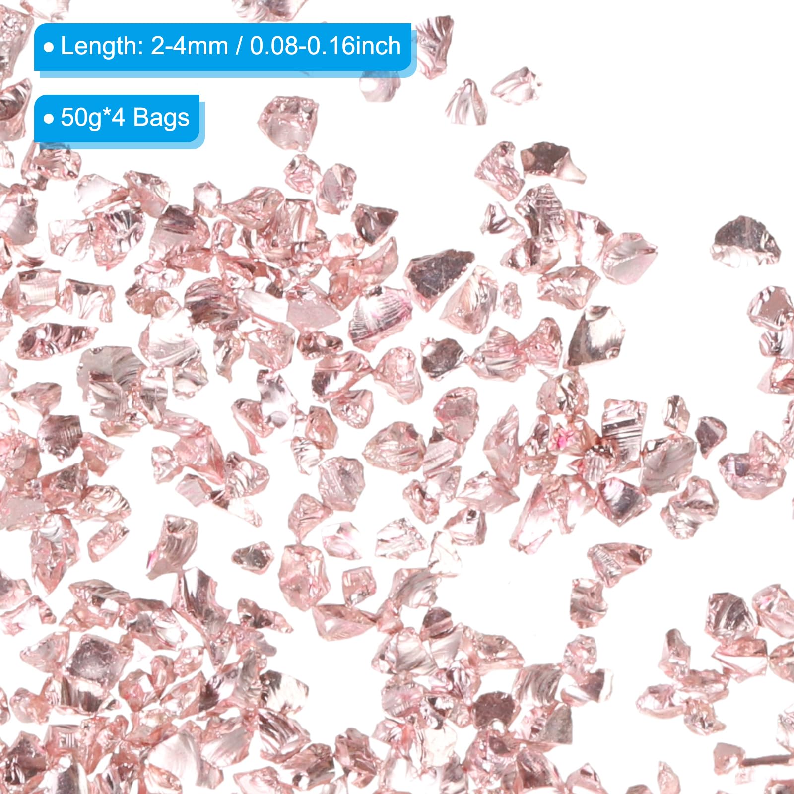PATIKIL 200g Crushed Glass Glitters, 2-4 mm Colorful Irregular Chips, Chunky Glitters Stones for Nail Art DIY Craft Jewelry Pink - Image 2