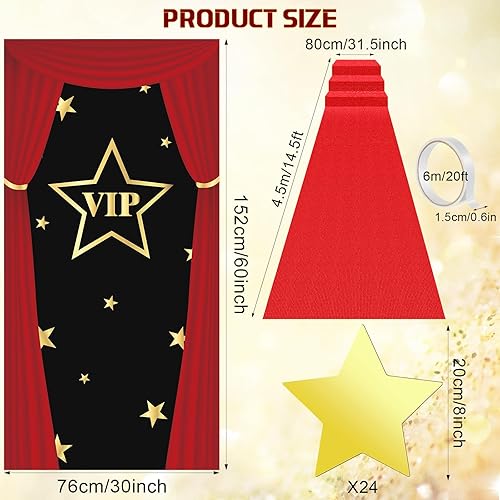 Miniatura 3 de Kit de decoración de fiesta VIP para fiesta nocturna de película, cubierta de puerta VIP de 2.6 x 15 pies, alfombra roja para pasarela, 1.94 ozm de