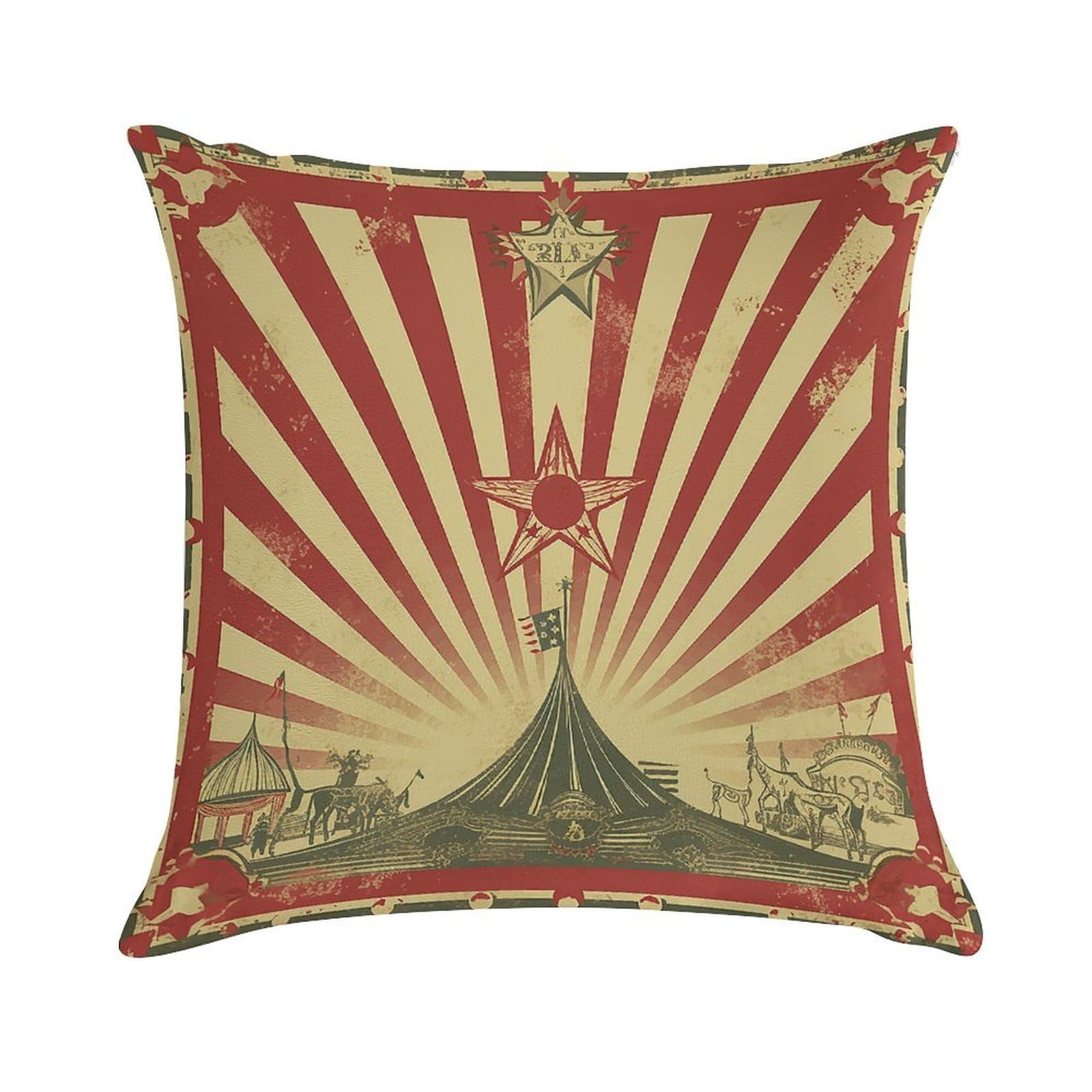 VstaDank Vintage Circus Background Throw Pillow Cover Square Lumbar Throw Pillow Case Soft Decorative Cushion Cases Short Plush Pillowcase with Zipper Luxury Cozy Pillows Shams for All Seasons