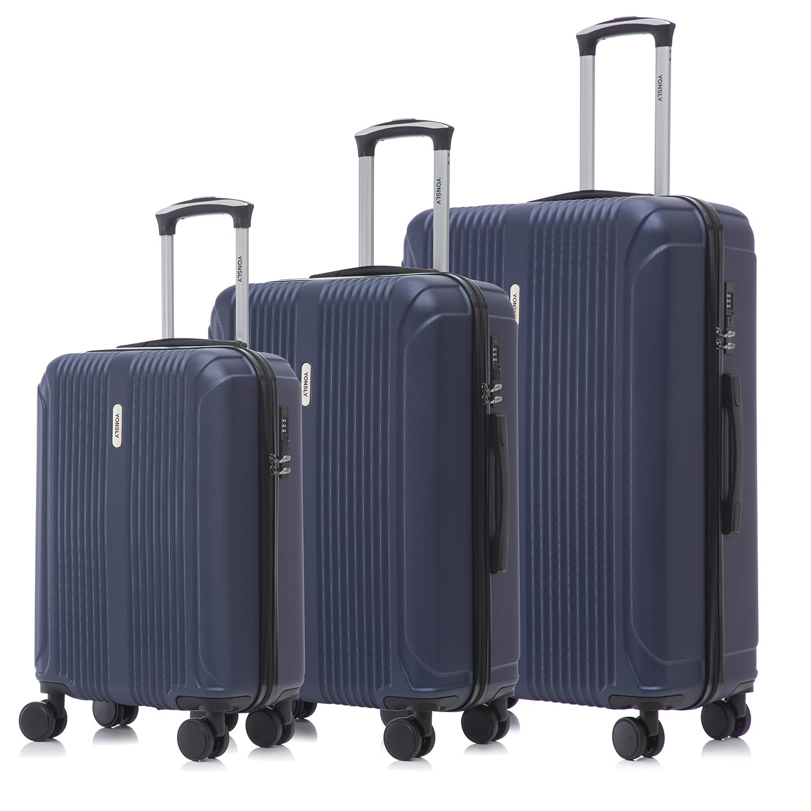 yonsly Koffer Suitcase, Trolley Reisekoffer, Rollkoffer Handgepäck mit 4 Rollen 360°, ABS Hartschalen, Sicherheitsschloss, Weicher Gummigriff, 210D-Futter