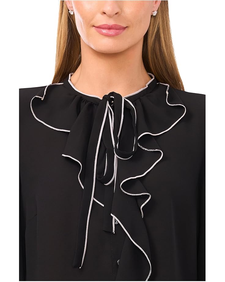 CeCe Long Sleeve Button-Down Ruffle Top - #3 of 3