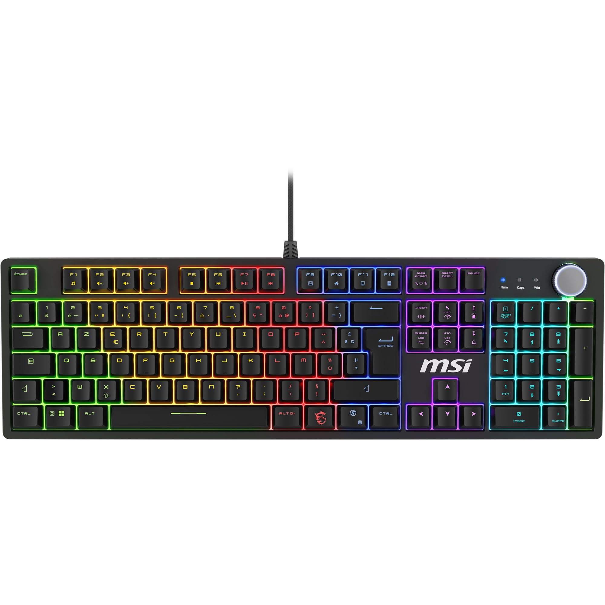 MSI Forge GK320 FR Teclado mecánico Gaming - AZERTY, Switches Red (Lineales) Intercambiables, Tapa magnética, Teclas ergonómicas, LED RGB, USB 2.0 - Tamaño Completo