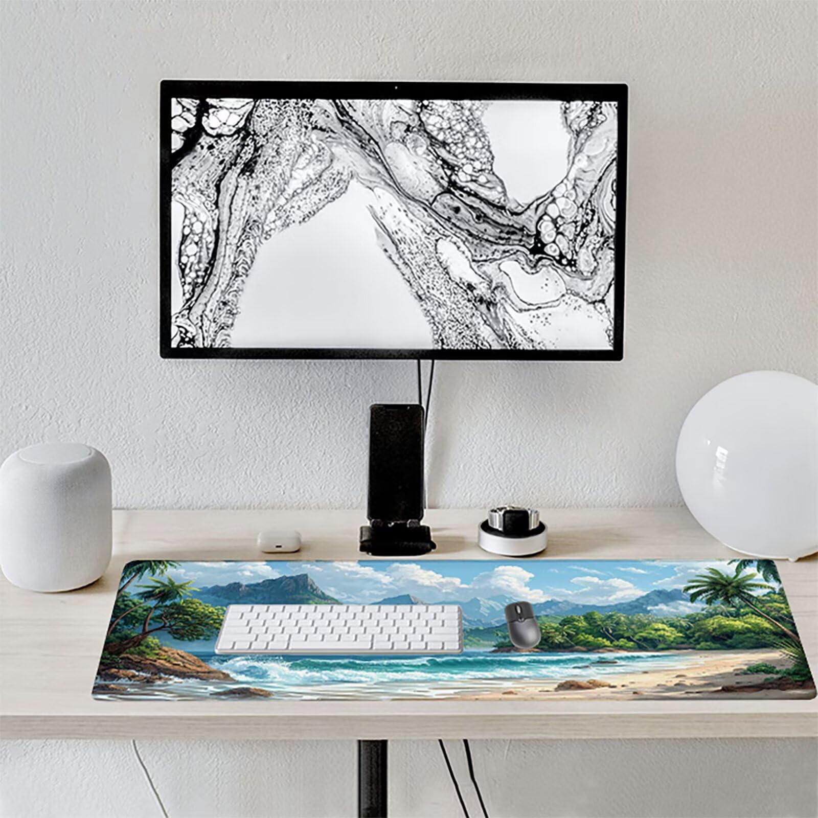 Playa Alfombrilla Ratón Gaming XXL 1500x800x3mm, Alfombrilla Gaming Azul Mousepad con Base de Goma Antideslizante, Impermeable Desk Mat para Teclado y Raton, Accesorios Gaming, Regalos de Hombre L-K