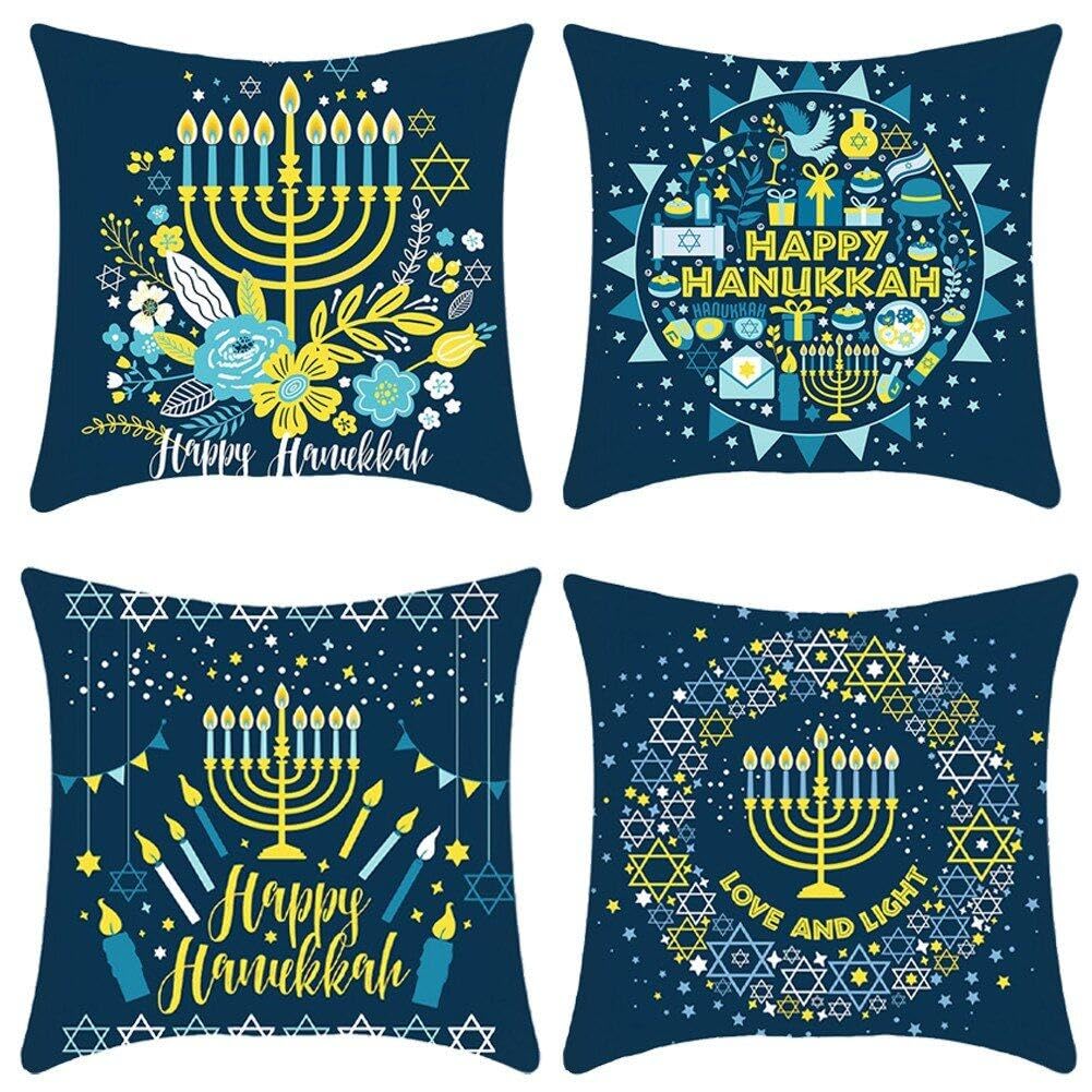 Couvertures d'oreiller Hanukkah Festival Juif Décor Maison Canapé 45x45