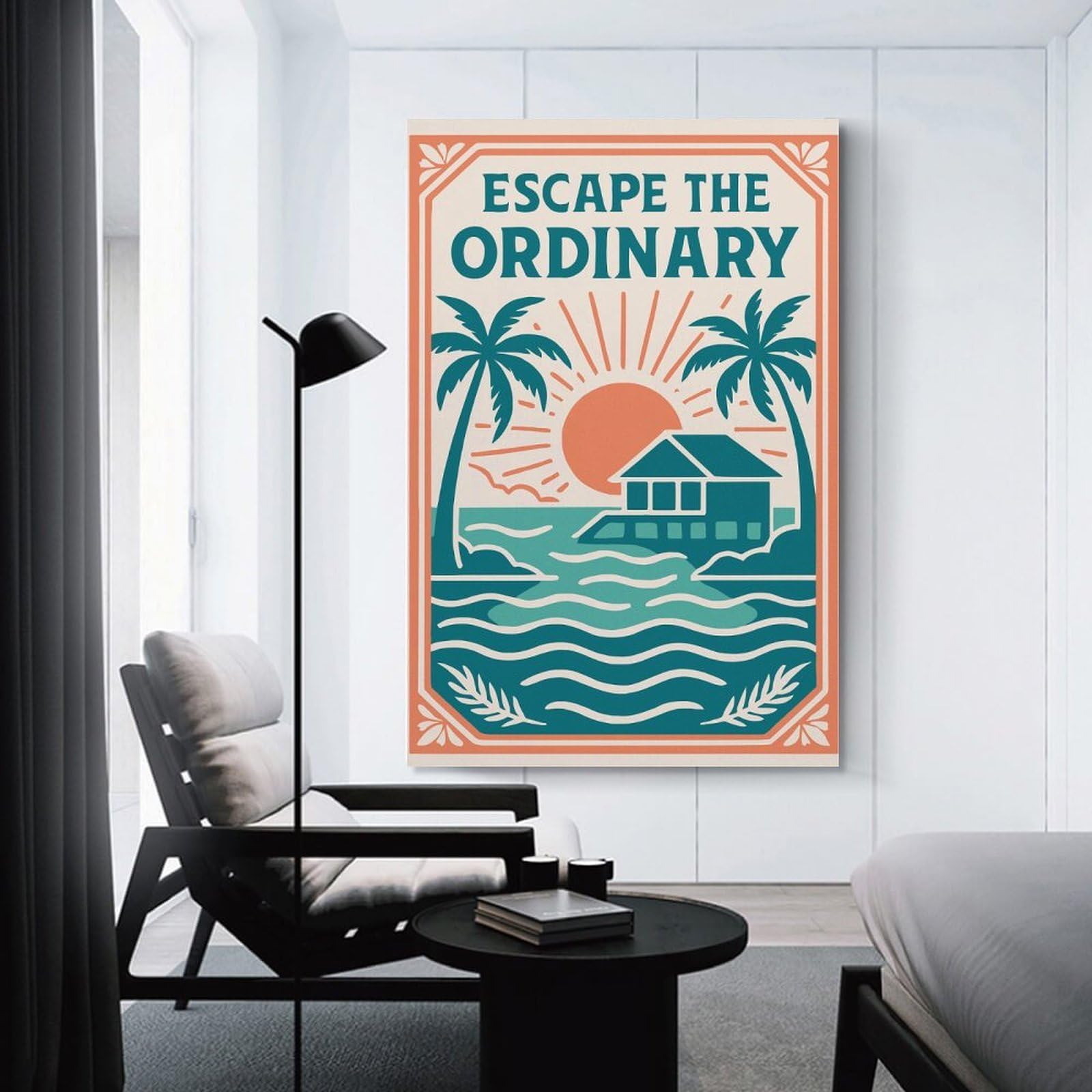 Junmoney Escape The Ordinary Tropical Canvas Wall Picture 08x12inch(20x30cm), for Study, Office Or Focused Interiors, Home Office Artwork with Decorative Appeal