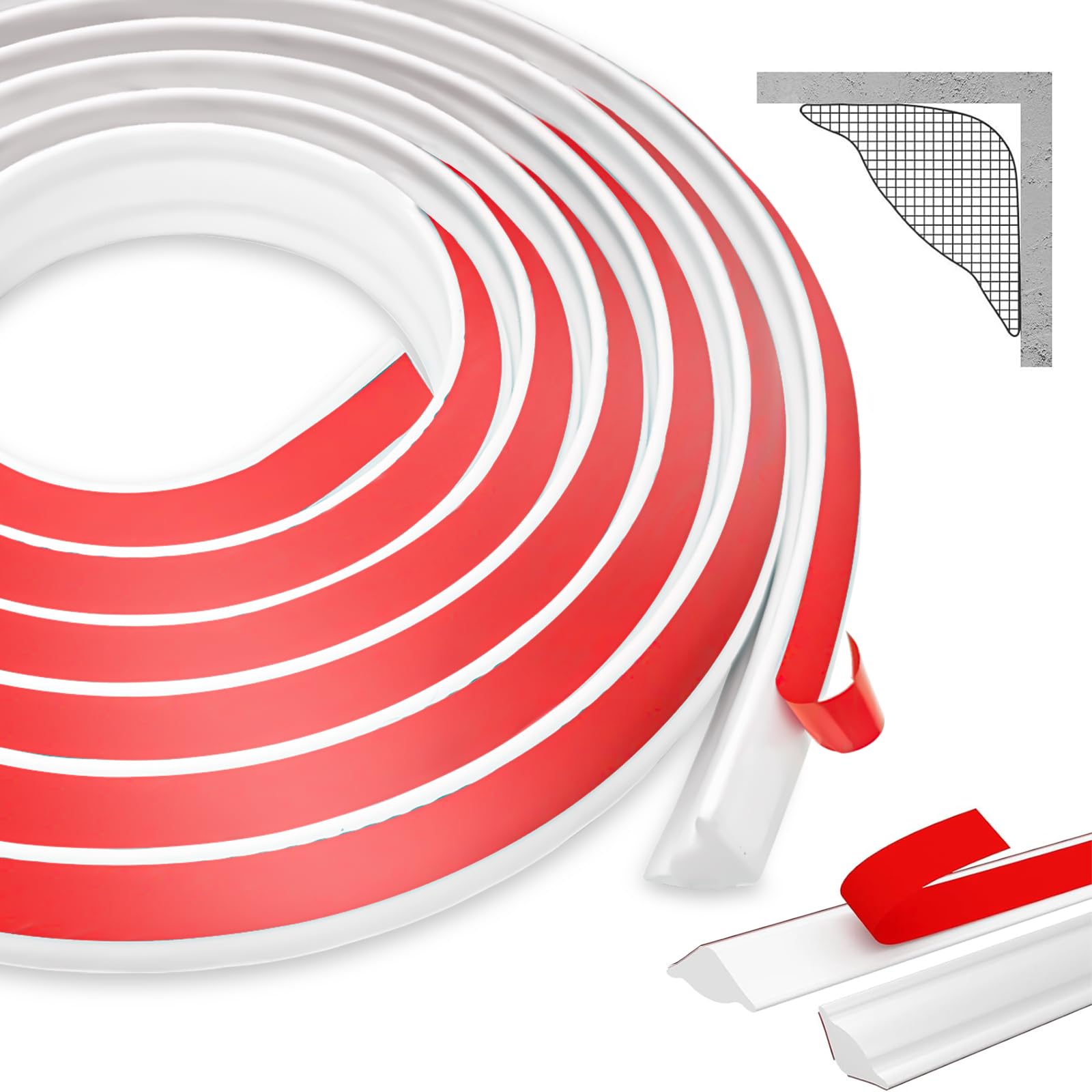 3M Elastyczne, samoprzylepne listwy sufitowe, 19 mm x 13 mm, trójkąt z termoplastycznego elastomeru, dla krawędzi ścian i blat kuchennych