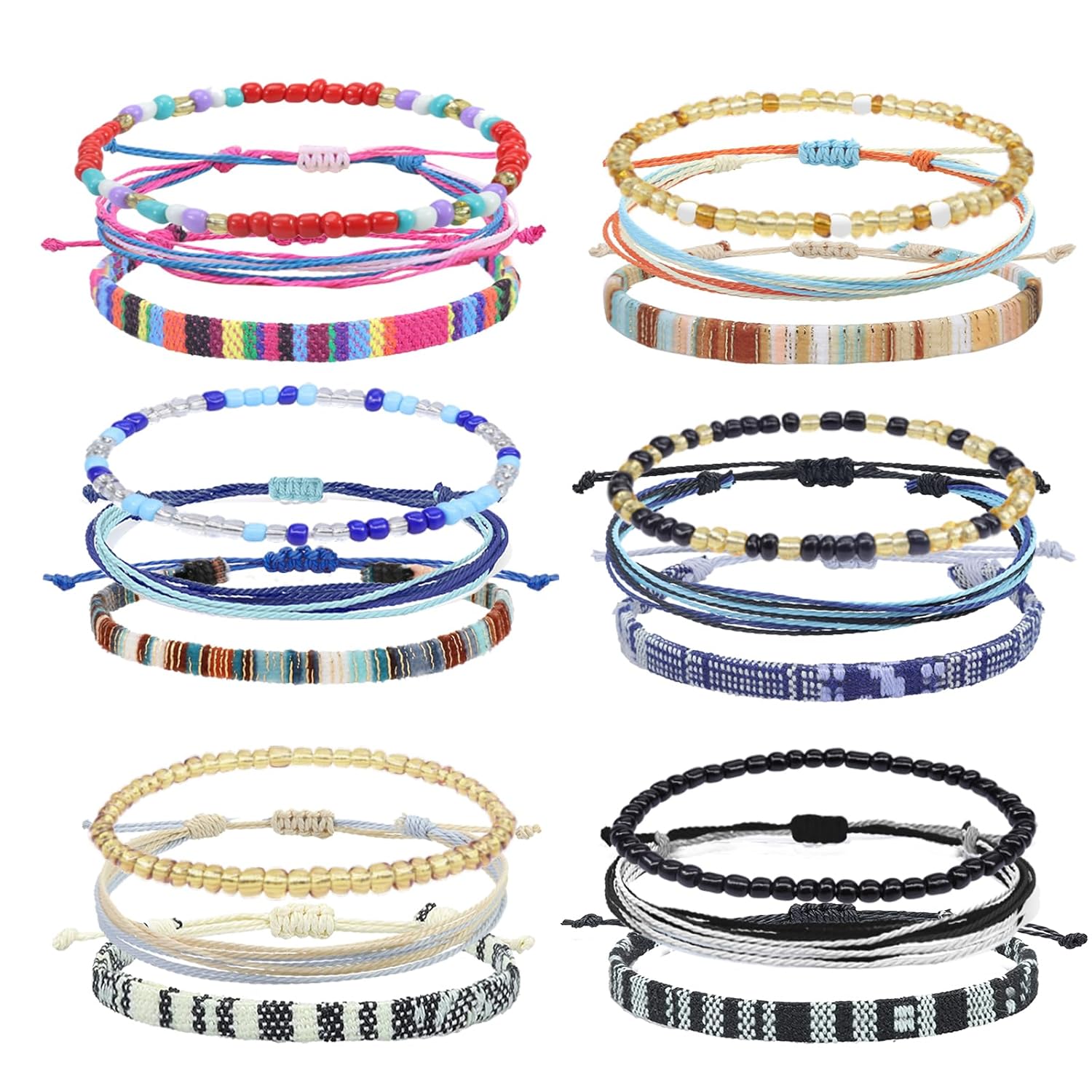 18 Pcs Boho Surfer Bracelets Adjustable Ankle Beaded Liberia Ubuy