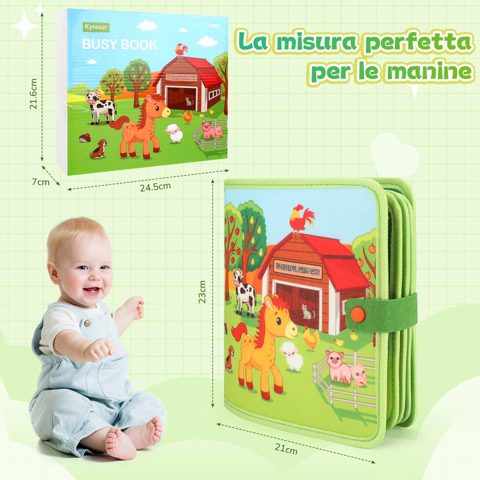 Busy Board Montessori 2 Anno, Giochi per Bambini – Quiet Book a Tema Fattoria con 25 Attività, Regalo per Bambini da 2 a 4 Anni, Compagno da Portare Ovunque per lo Sviluppo Precoce
