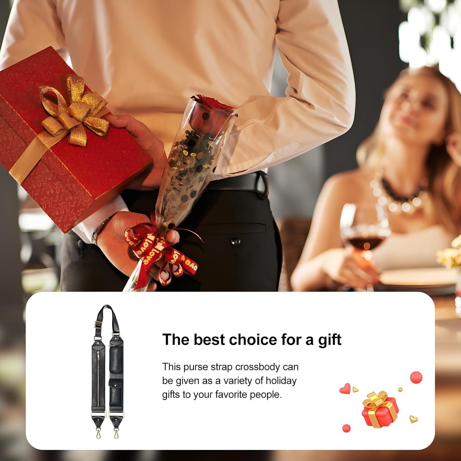 LUCKYCOIN Replacement Crossbody Staps,Wide Vegan Leather Shoulder Strap,Adjustable Universal Crossbody Purse Strap - Image 8