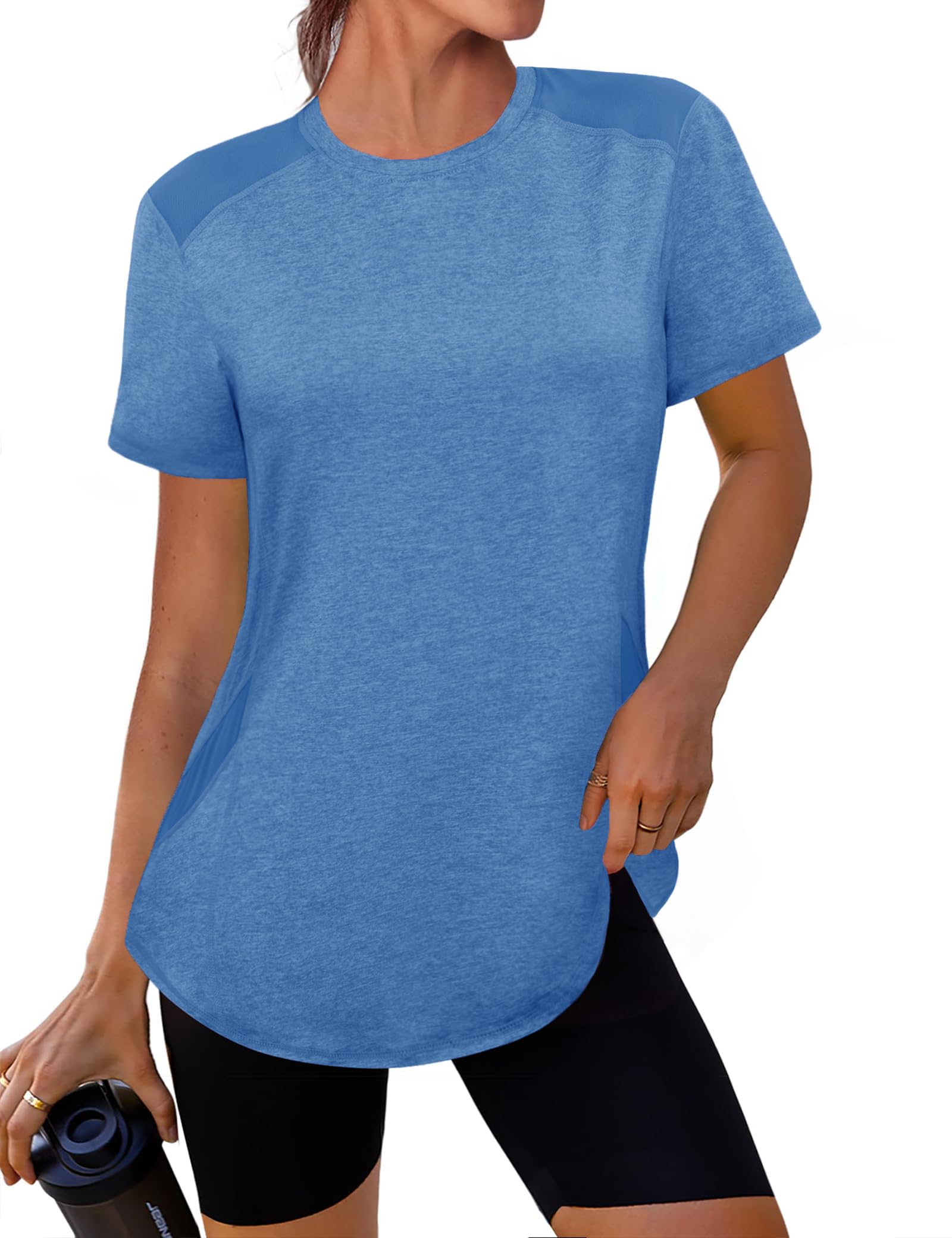 Gyabnw UV Sport Tshirt Damen Sportshirt Funktionsshirt Kurzarm Laufshirt Fitness Top Yoga Schutzkleidung