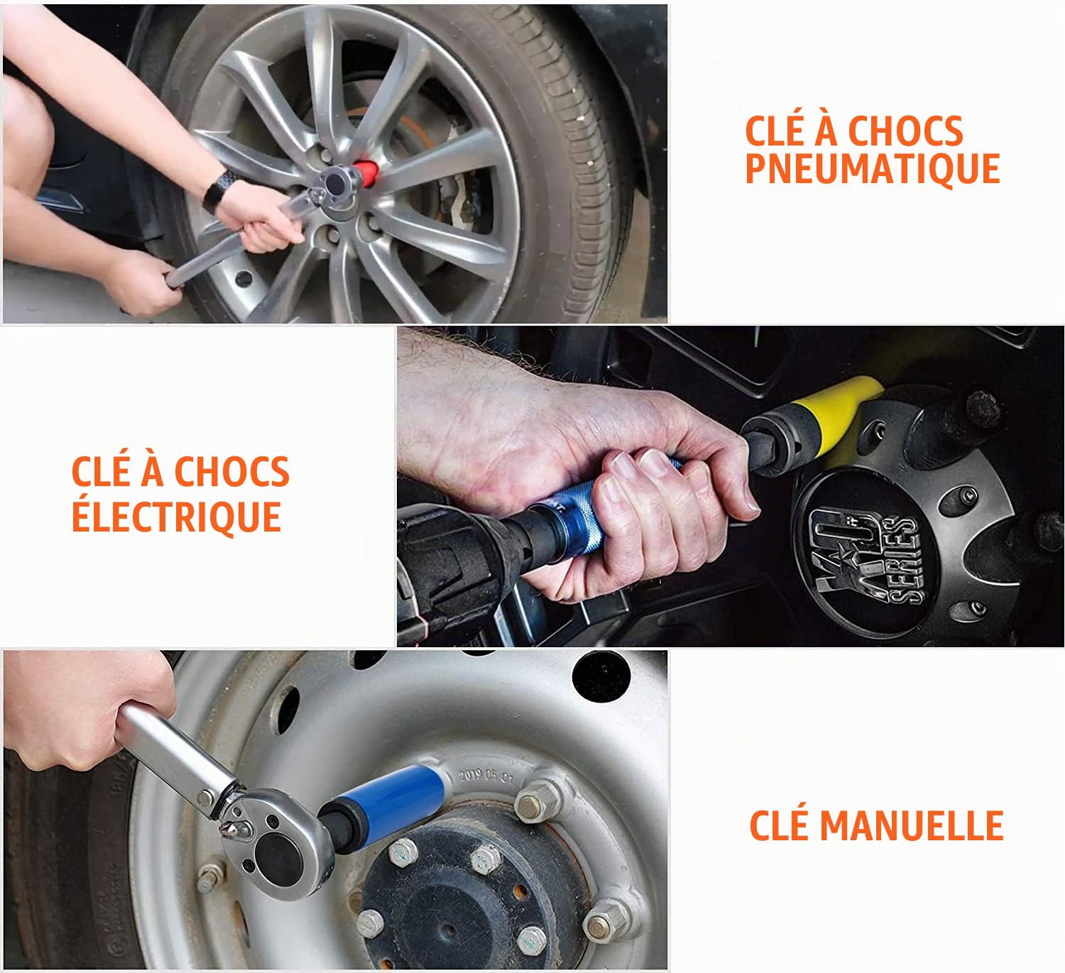 ACEBON Coffret de douilles à chocs 1/2", Spécial montage et démontage de roue, CR-V Matière, 17, 19, 21, 22 mm (4 pièces)