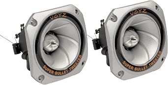 VOYZ Piezo Super Horn 3.5 Tweeters Bullet Horn 400W Aluminum Diaphragm 4-8 Silver Housing with Capacitor 1 Pair 2pcs - PET-1944