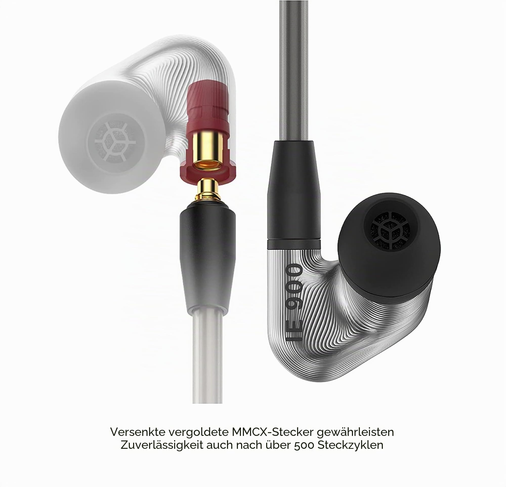 Sennheiser IE 900 Audiophile in-Ear Monitors, Mit Kabel - TrueResponse Transducers with X3R Technology for Balanced Sound, Grau