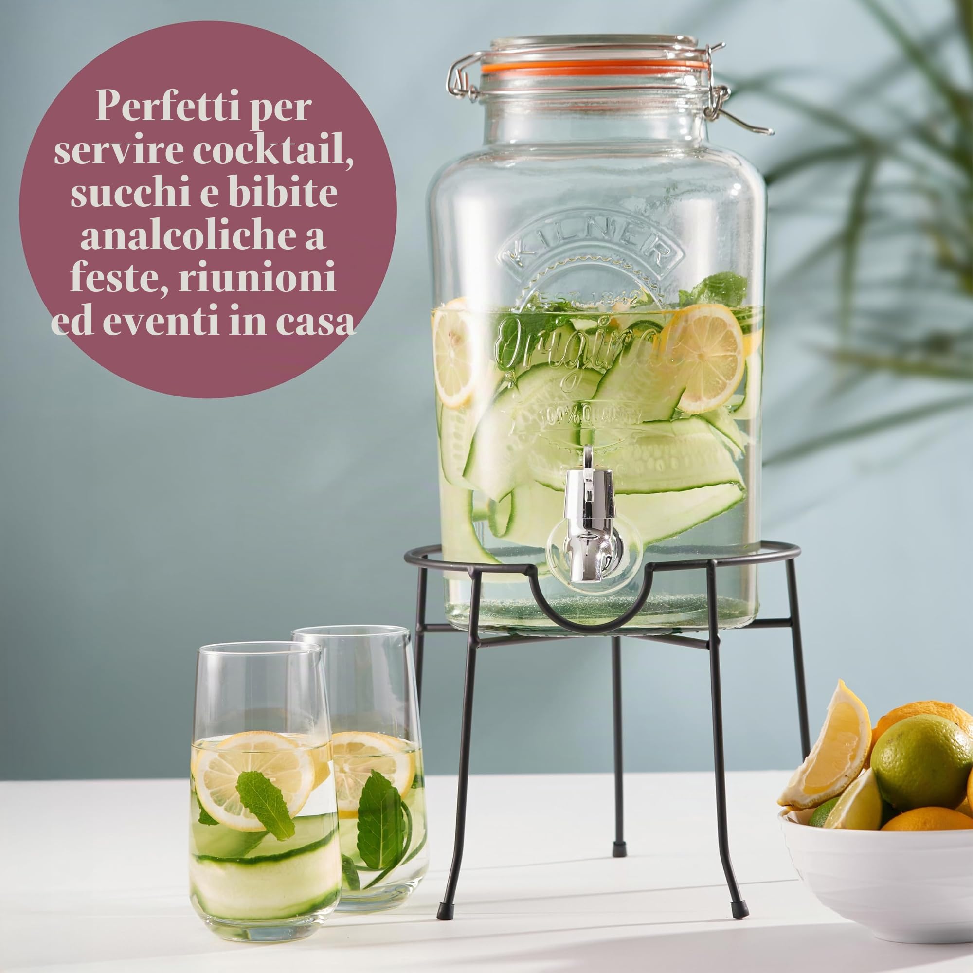 Kilner Dispenser Vetro Drink, con Rubinetto, Lt 5