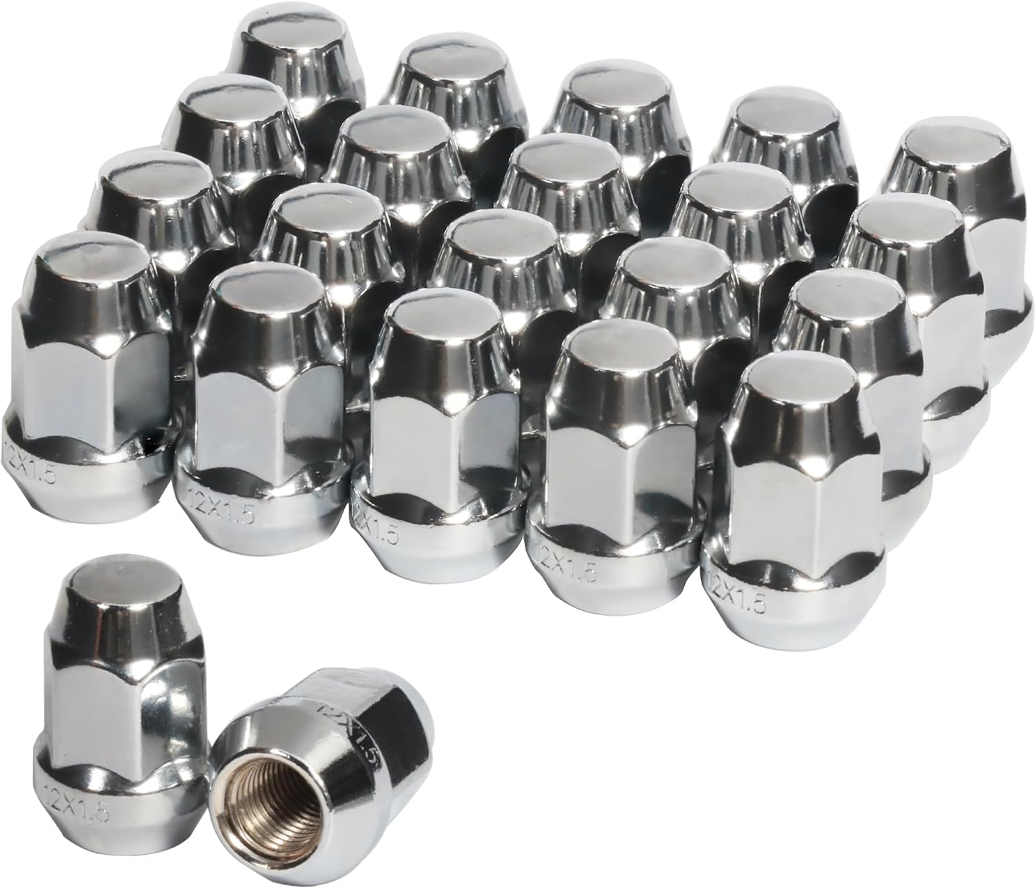 m12x1.5 lug nuts - 20pcs wheel nut set compatible with buick, dodge, chrysler, ford, gmc, cadillac, chevrolet/chevy, lincoln, toyota, hyundai, pontiac