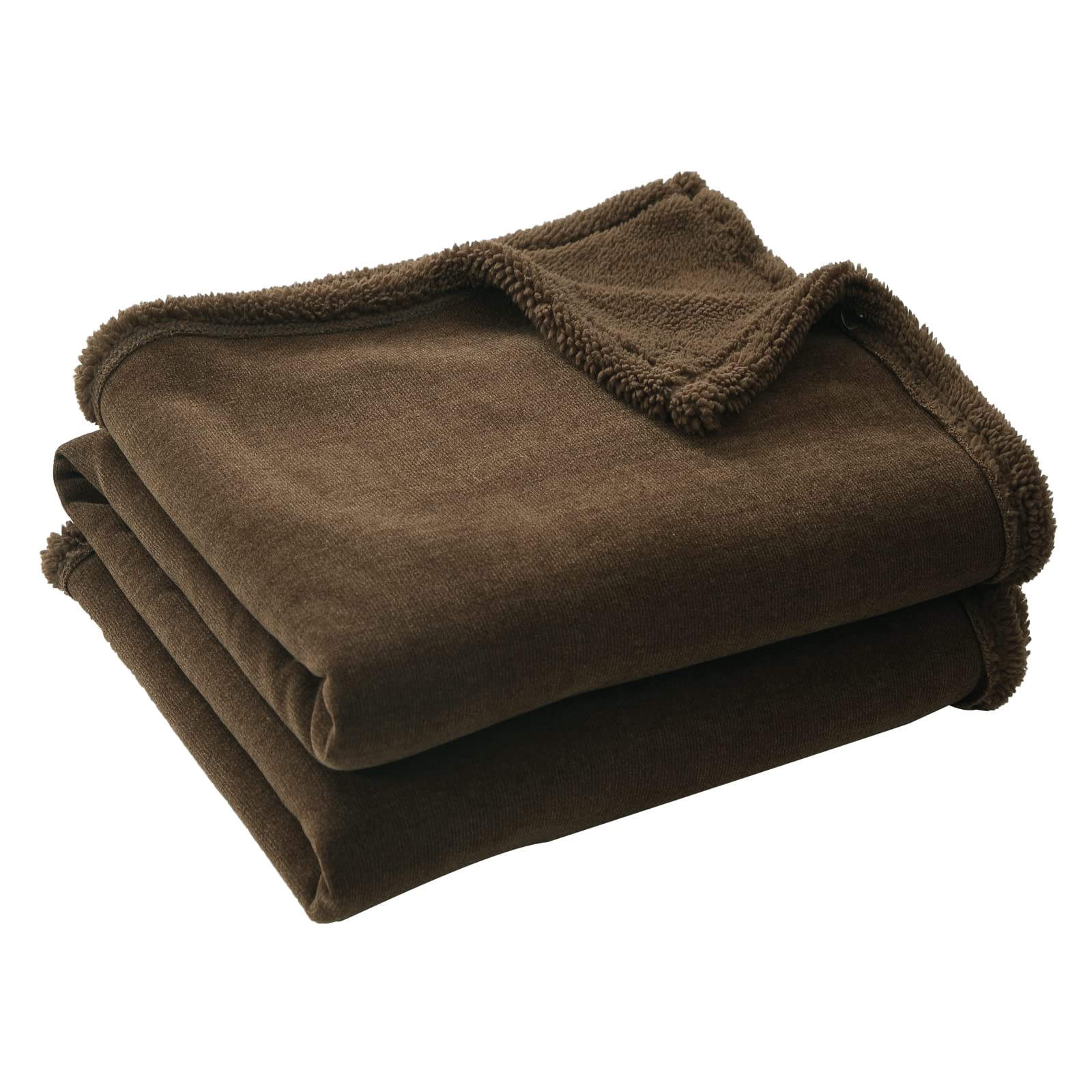 Panku Brown Chenille Sherpa Knit Blanket for Couch, Super Soft Durable Fade, Pill Resistent Blanket Throw, Versatile Decorative Knit Throw Blanket with Sherpa-Like Backing, 50"x60"