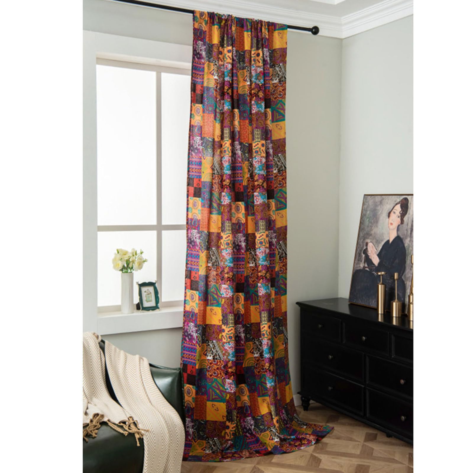 White Voile Curtains for Living Room Floral Blackout Window Curtain Panels Room Darkening Thermal Insulated Noise Reducing Drapes for Bedroom/Living Room Leaf Eyelet Top Window Treatment 150x160cm