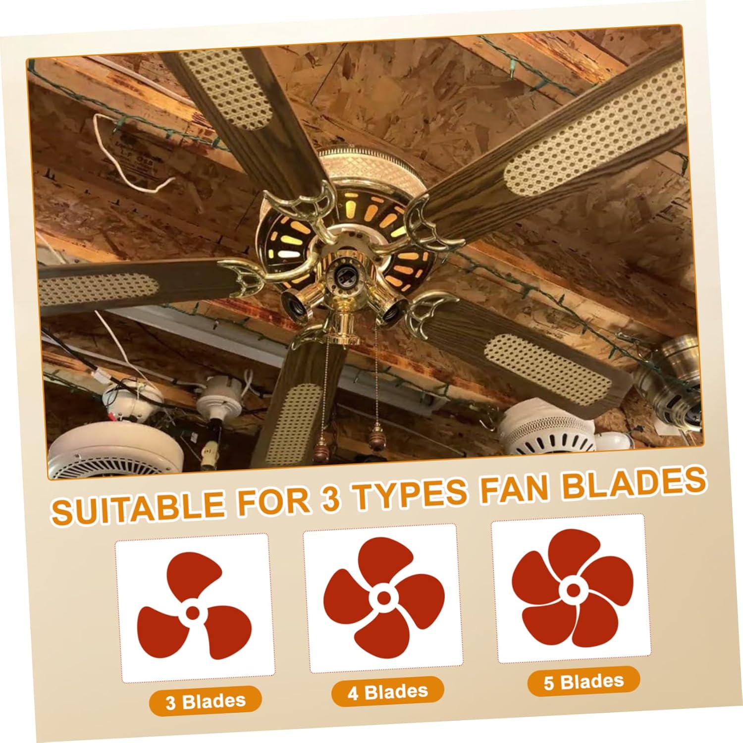 Angoily 5pcs Zinc Alloy Ceiling Fan Replacement Parts Ceiling Fan Arms Ceiling Fan Parts Replacement Ceiling Fan Replacement Blades Golden