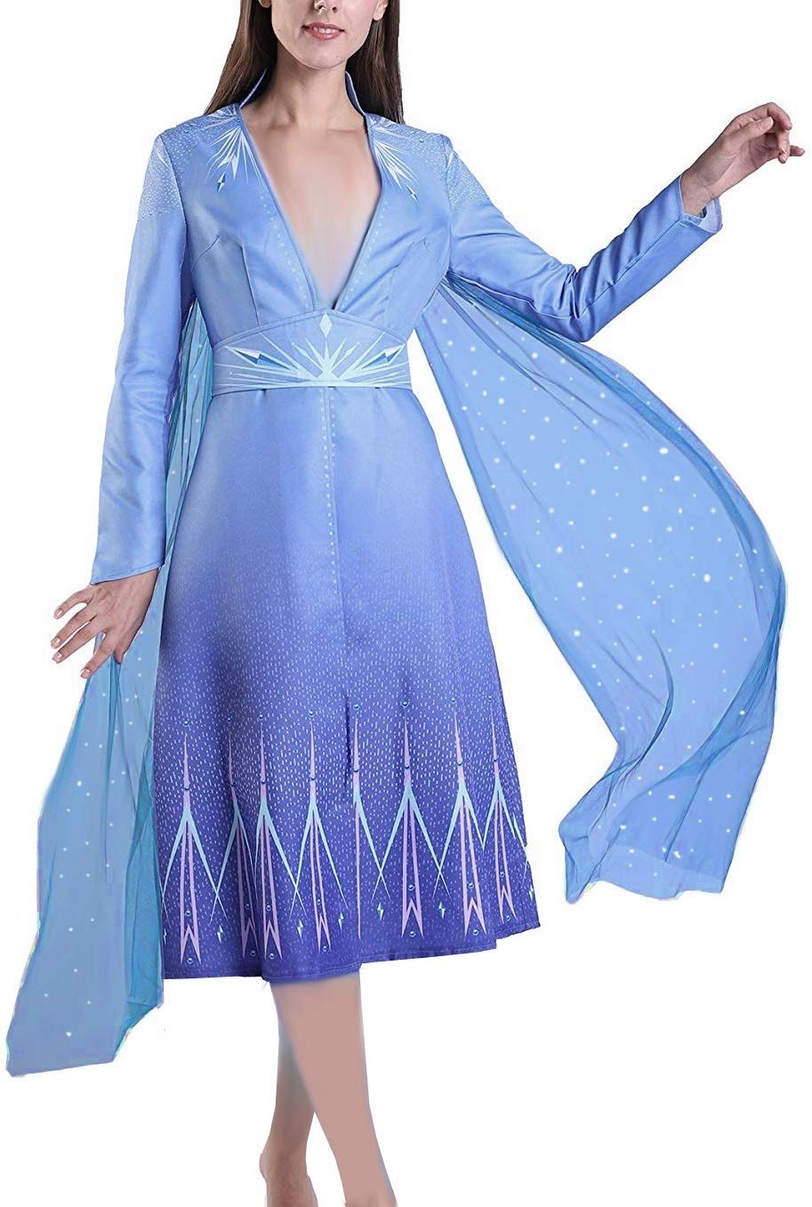 Kostium Elsa kobiety - dziewczynka - karnawał - przebranie dla dorosłych - Halloween - Deluxe - płaszcz - Boże Narodzenie - kreskówka - niebieski kolor - rozmiar L Cosplay