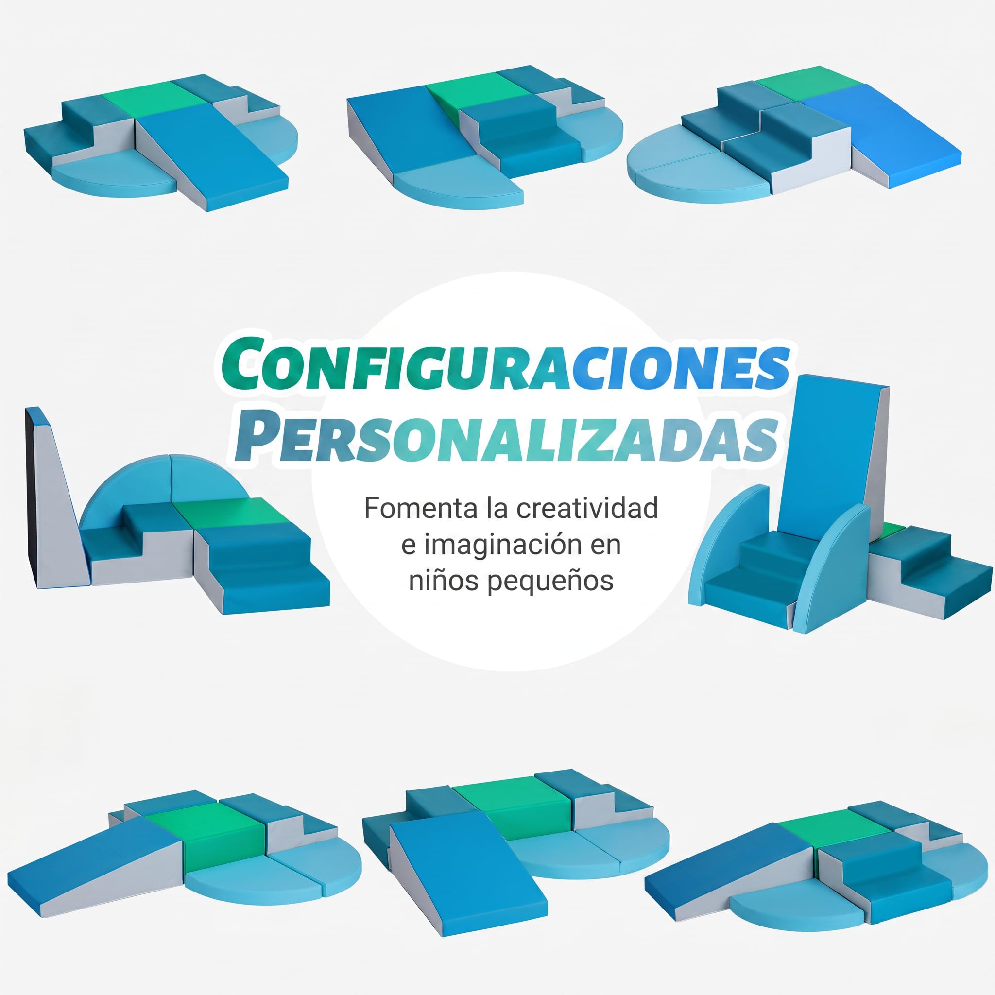 Wilwolfer Juego de 6 Bloques de Espuma para Niños: Cuero sintético Bloques Psicomotricidad Infantil - Set de Escalada Escalera Doble Suave Ligero para Interior Infantil para Escalar y Niños de 3+ Años